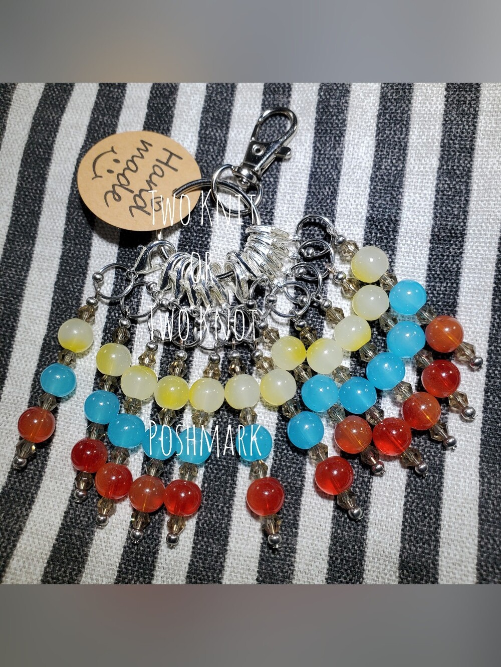 ⭐️ OOAK Handmade Beaded Stitch Markers Bag Charm Set